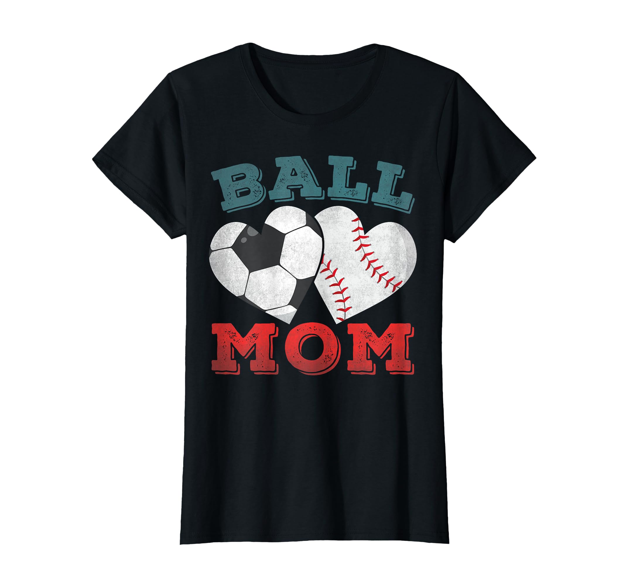 Ball Mom Heart Baseball Soccer Mom Gifts T-Shirt - Minimalist Print Unisex - T-Shirt, Sweatshirt, Hoodie