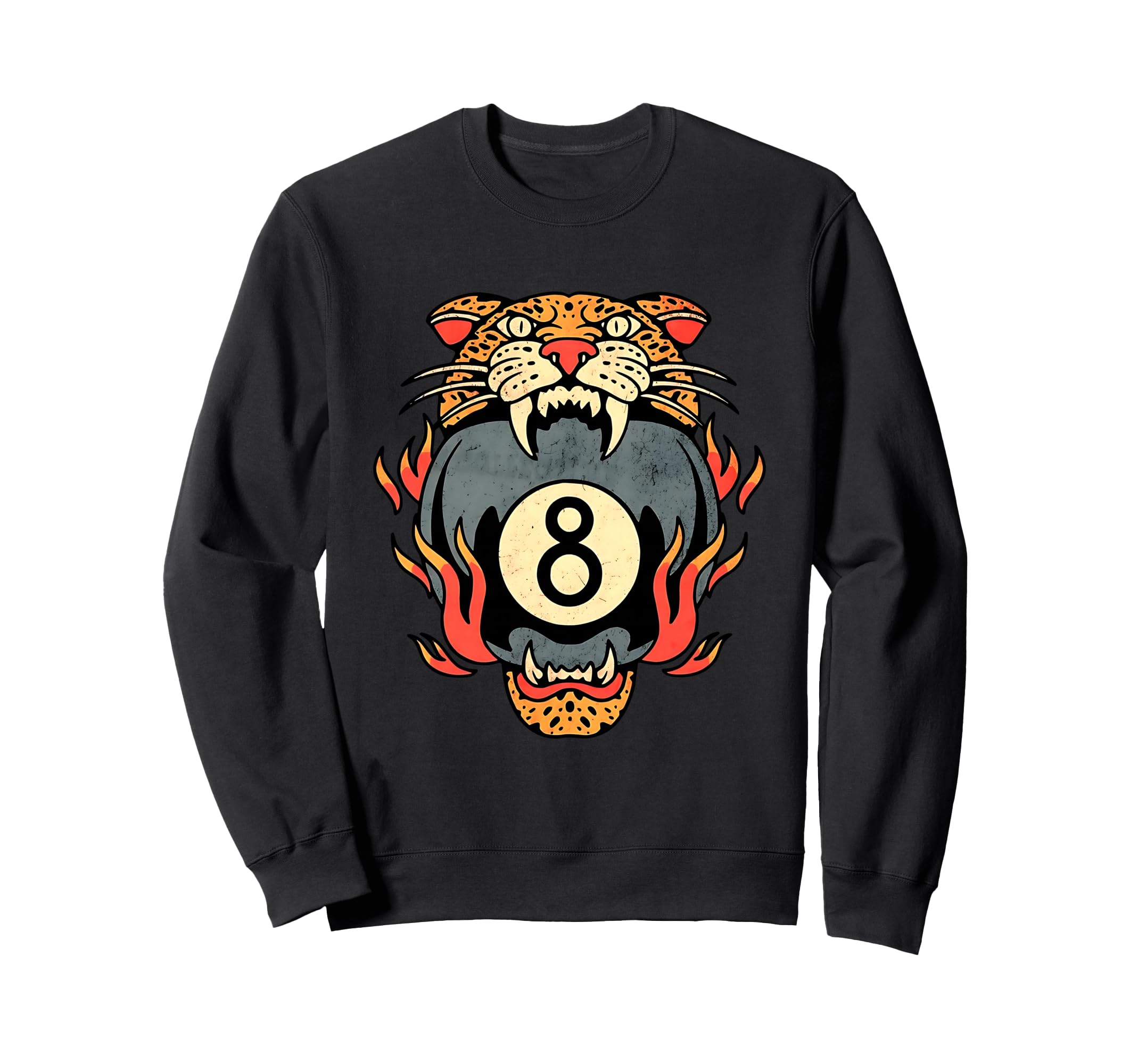 Lucky Leopard Traditional Tattoo 8 Sweatshirt - Trendy Graphic for Adults - T-Shirt, Sweatshirt, Hoodie