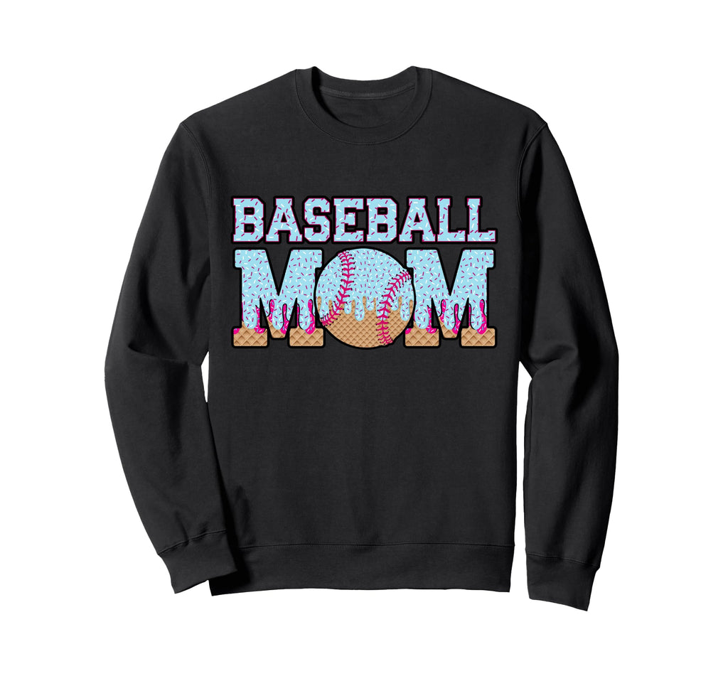 Baseball Ice Cream Drip Sports Mom Sweatshirt - Casual Everyday Wear Unisex - T-Shirt, Sweatshirt, Hoodie
