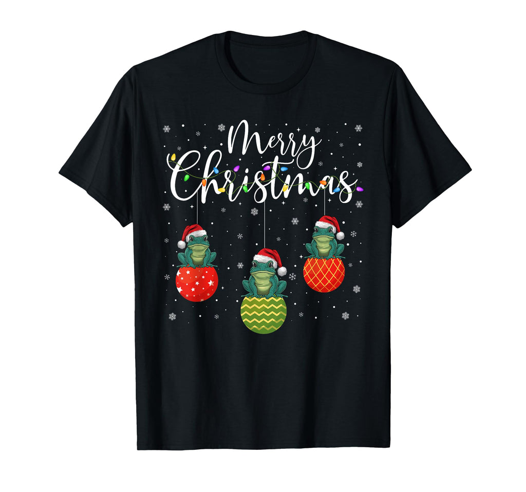 Merry Lights Santa Hat Frog Ugly T-Shirt - Minimalist Print Men Women - T-Shirt, Sweatshirt, Hoodie