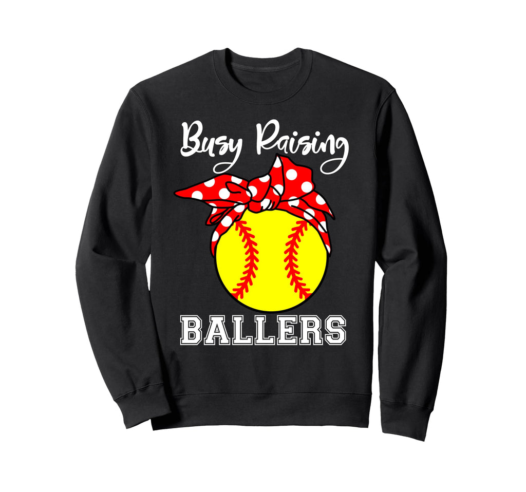 Busy Raising Ballers Mom Funny Sweatshirt - Minimalist Print for Adults - T-Shirt, Sweatshirt, Hoodie
