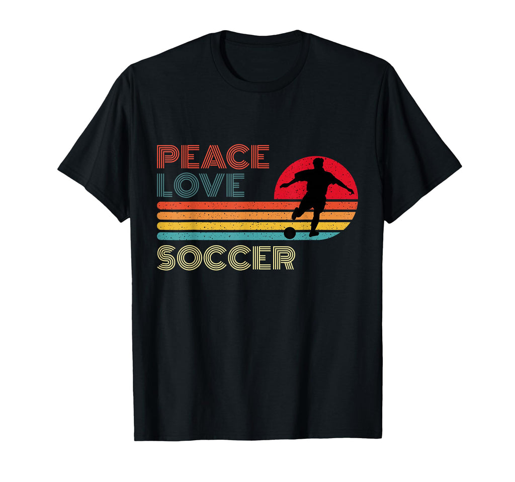 Peace Love Soccer Striped Sunset Sport T-Shirt - Trendy Graphic Men Women - T-Shirt, Sweatshirt, Hoodie