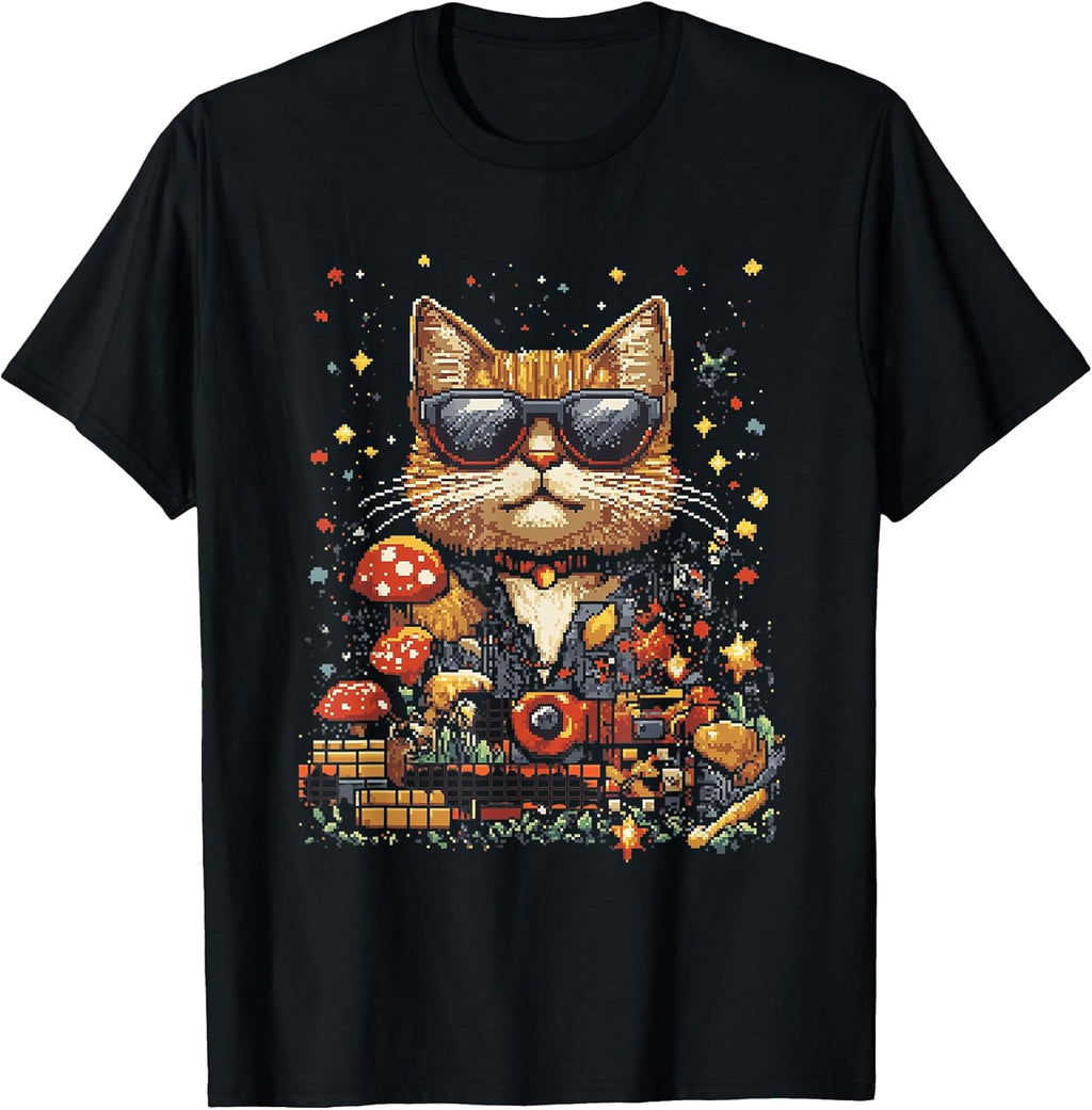 Cool Pixel Art Cat For Retro Gaming Enthusiasts - Adult & Kids T-Shirts, Sweatshirts & Hoodies apparel design preview 1
