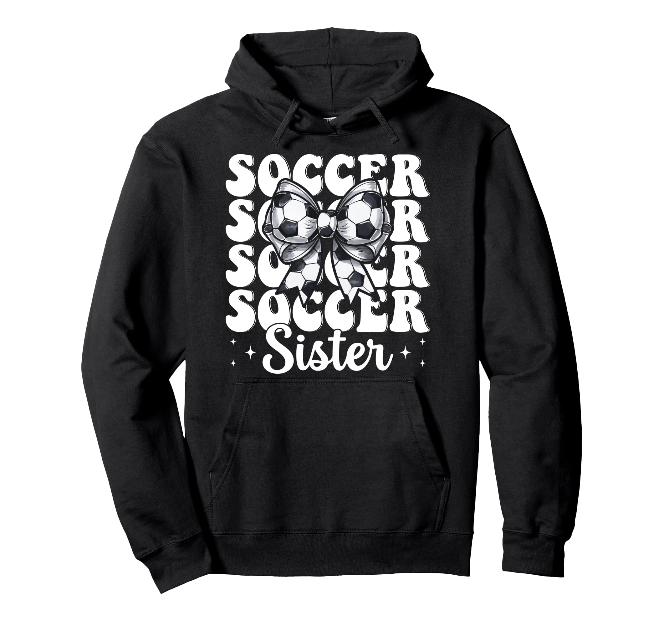 Soccer Sister Soccer Coquette Bow Hoodie - Graphic Print for Adults - T-Shirt, Sweatshirt, Hoodie