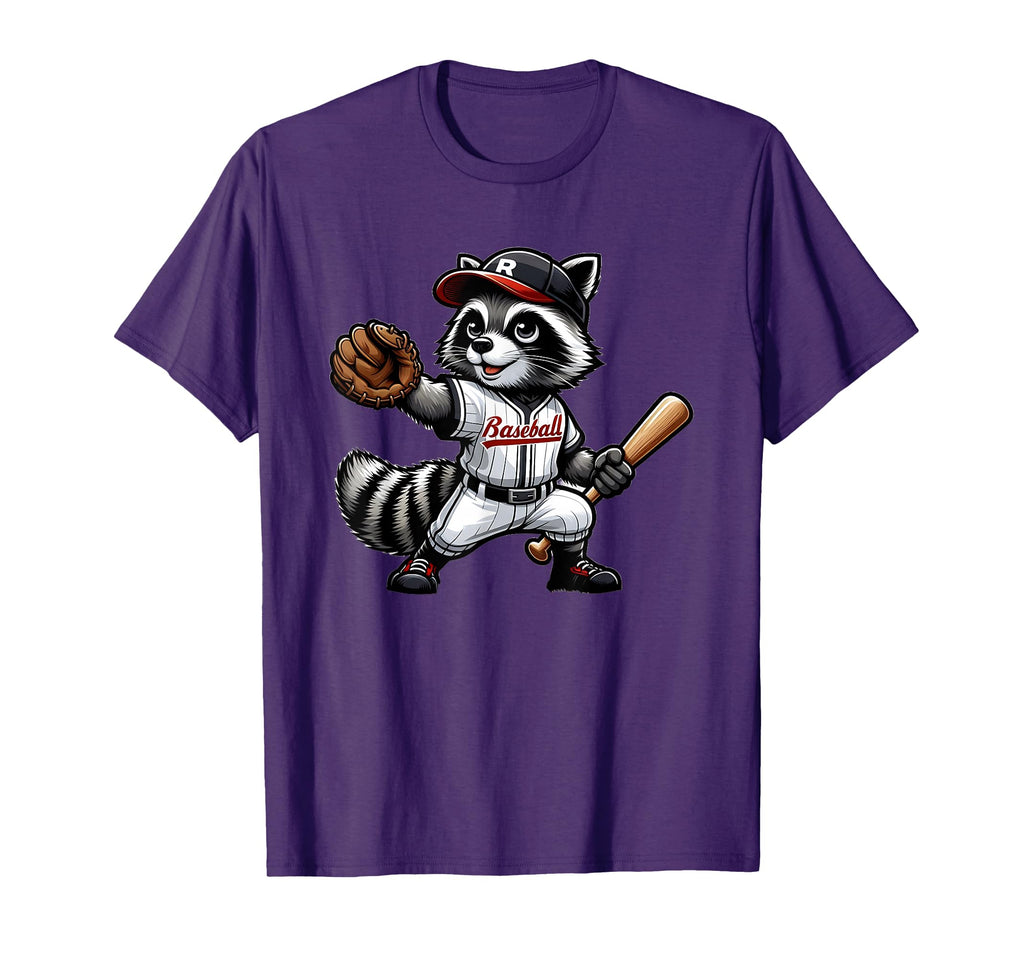 Raccoon Baseball Player T-Shirt - Fun Novelty Design Men Women - T-Shirt, Sweatshirt, Hoodie