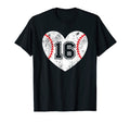 Baseball Heart Player 16 Baseball Mom Dad T-Shirt - Graphic Print Unisex - T-Shirt, Sweatshirt, Hoodie