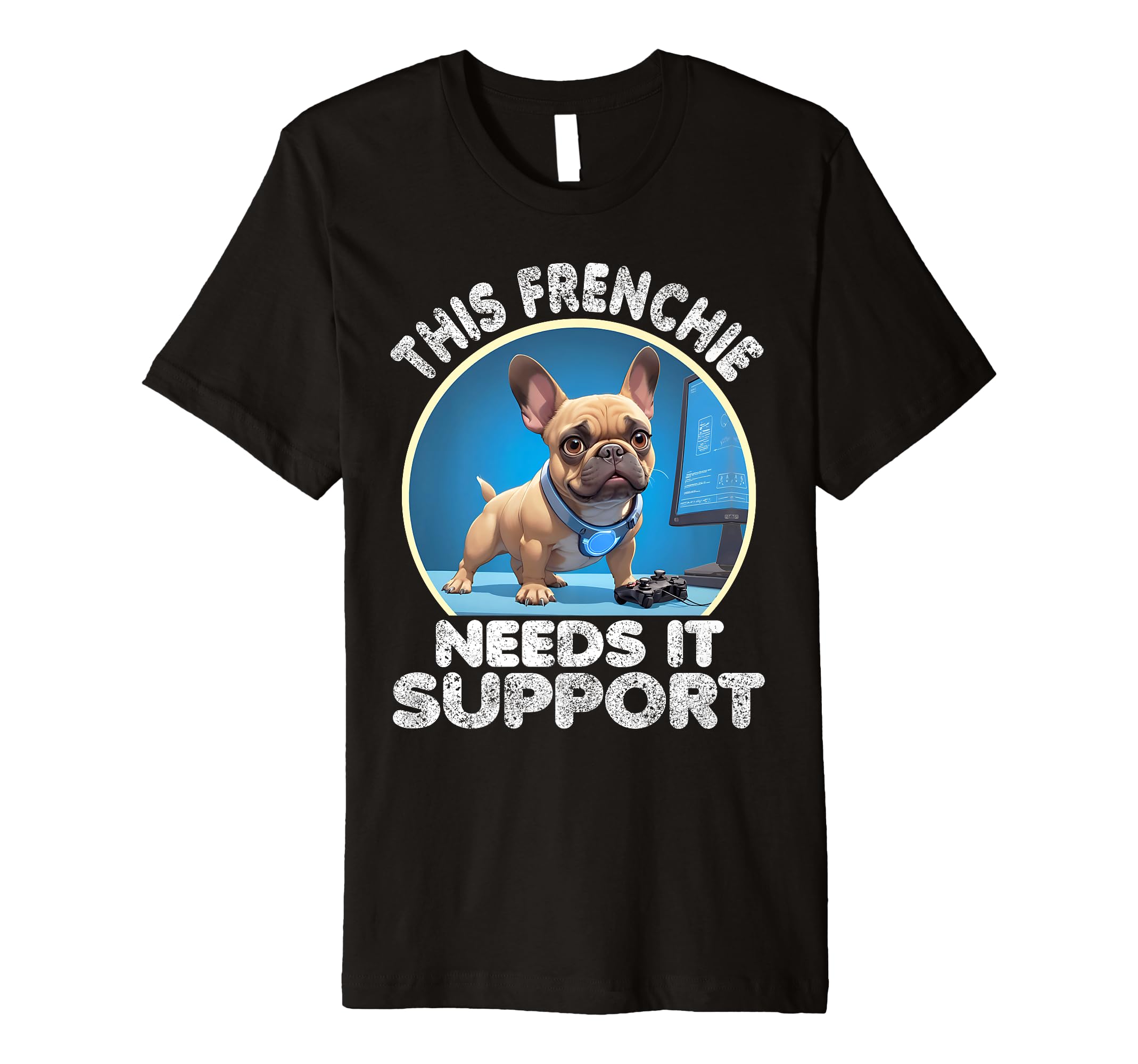 French Bulldog Gaming Mom Frenchie Dog T-Shirt - Custom Art Print Unisex - T-Shirt, Sweatshirt, Hoodie