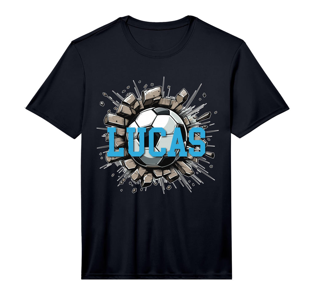 Lucas Soccer Custom Name Performance T-Shirt - Unique Graphic Unisex - T-Shirt, Sweatshirt, Hoodie