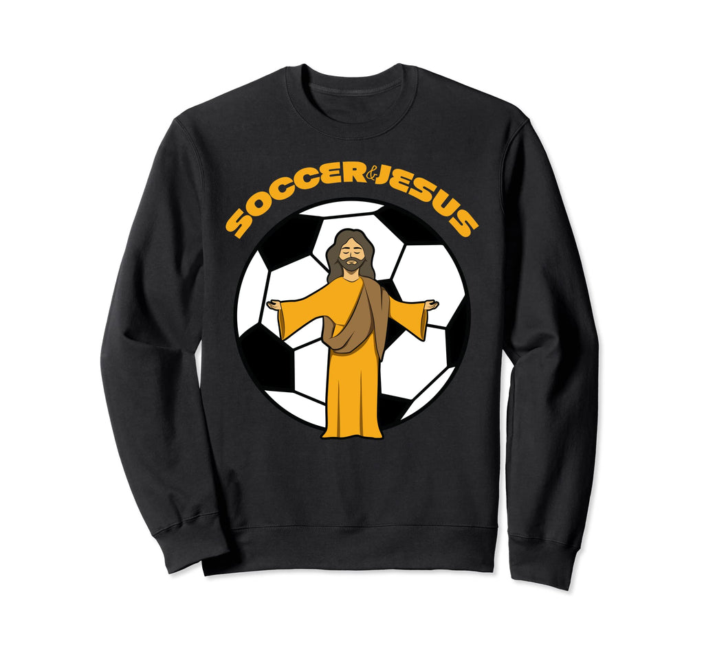 Soccer And Jesus Sweatshirt - Minimalist Print Men Women - T-Shirt, Sweatshirt, Hoodie