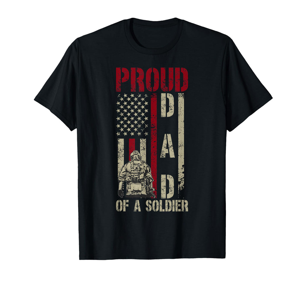 Proud Soldier Dad Us Flag Military Dad T-Shirt - Fun Novelty Design Unisex - T-Shirt, Sweatshirt, Hoodie