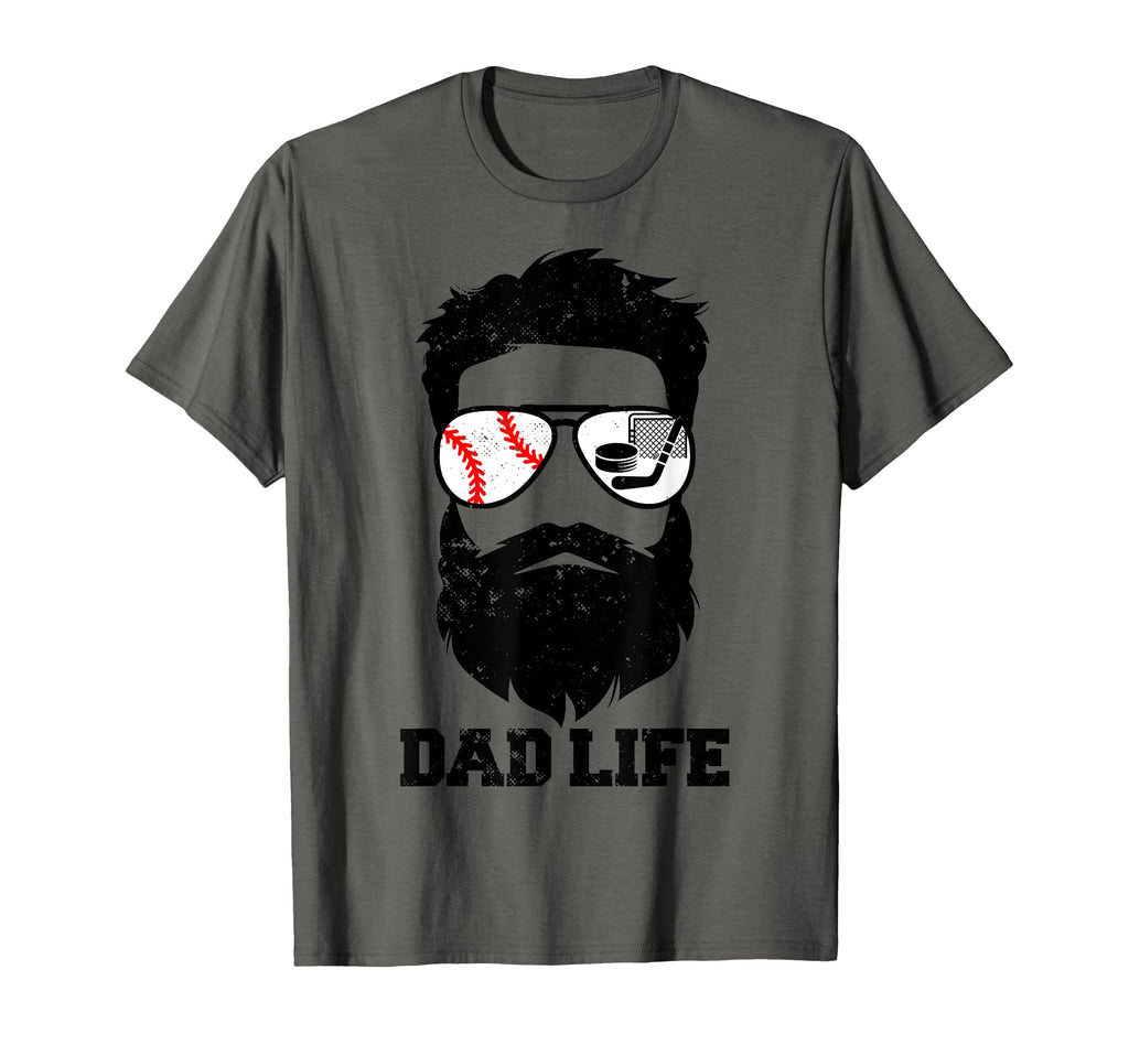Baseball Hockey Dad Messy Hair Beard T-Shirt - Casual Everyday Wear Unisex - T-Shirt, Sweatshirt, Hoodie