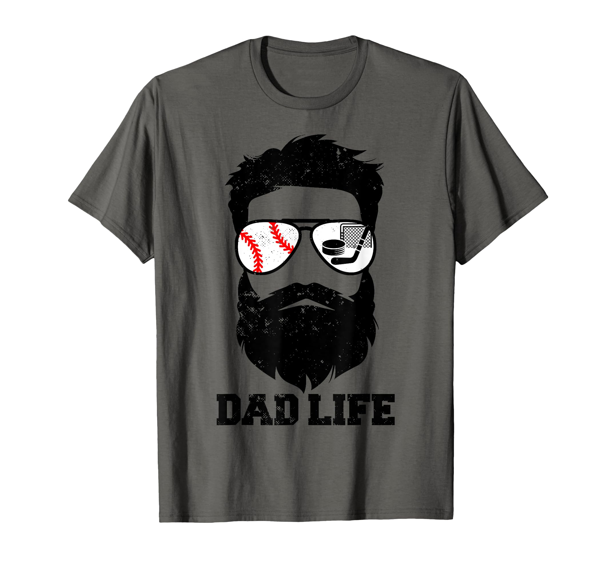 Baseball Hockey Dad Messy Hair Beard T-Shirt - Casual Everyday Wear Unisex - T-Shirt, Sweatshirt, Hoodie