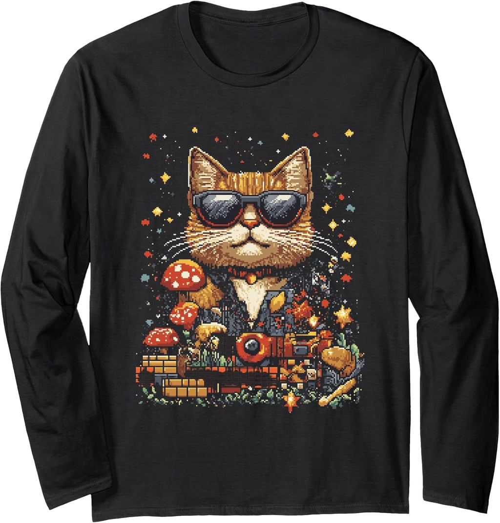 Cool Pixel Art Cat For Retro Gaming Enthusiasts - Adult & Kids T-Shirts, Sweatshirts & Hoodies apparel design preview 1