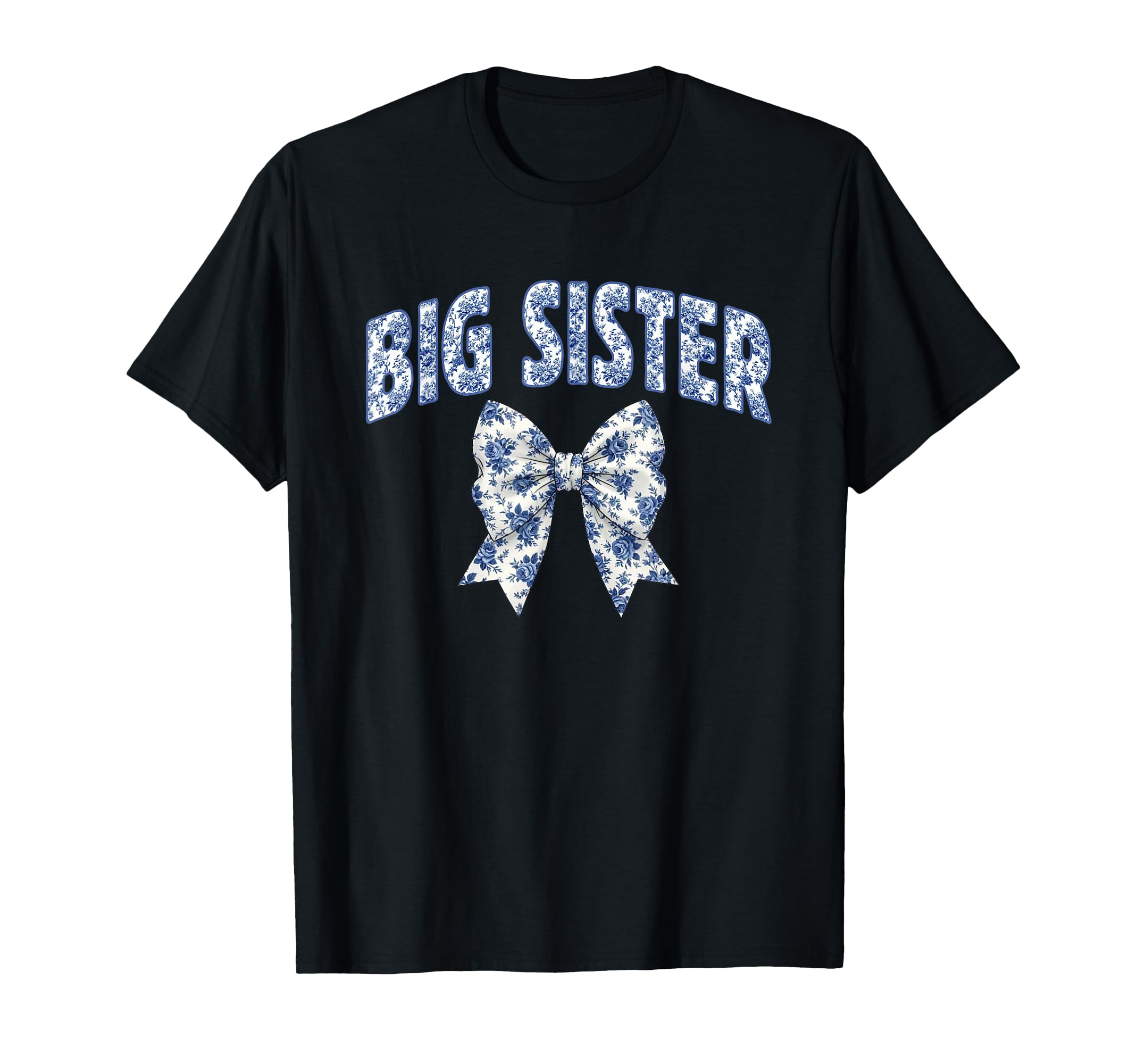 Big Sister Coquette Toile Blue Bow T-Shirt - Aesthetic Graphic for Adults - T-Shirt, Sweatshirt, Hoodie