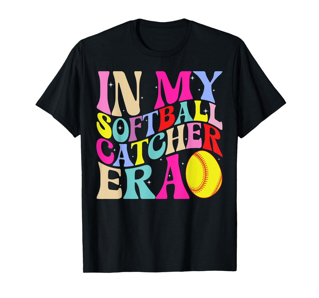 My Softball Catcher Era Groovy T-Shirt - Novelty Apparel for Adults - T-Shirt, Sweatshirt, Hoodie