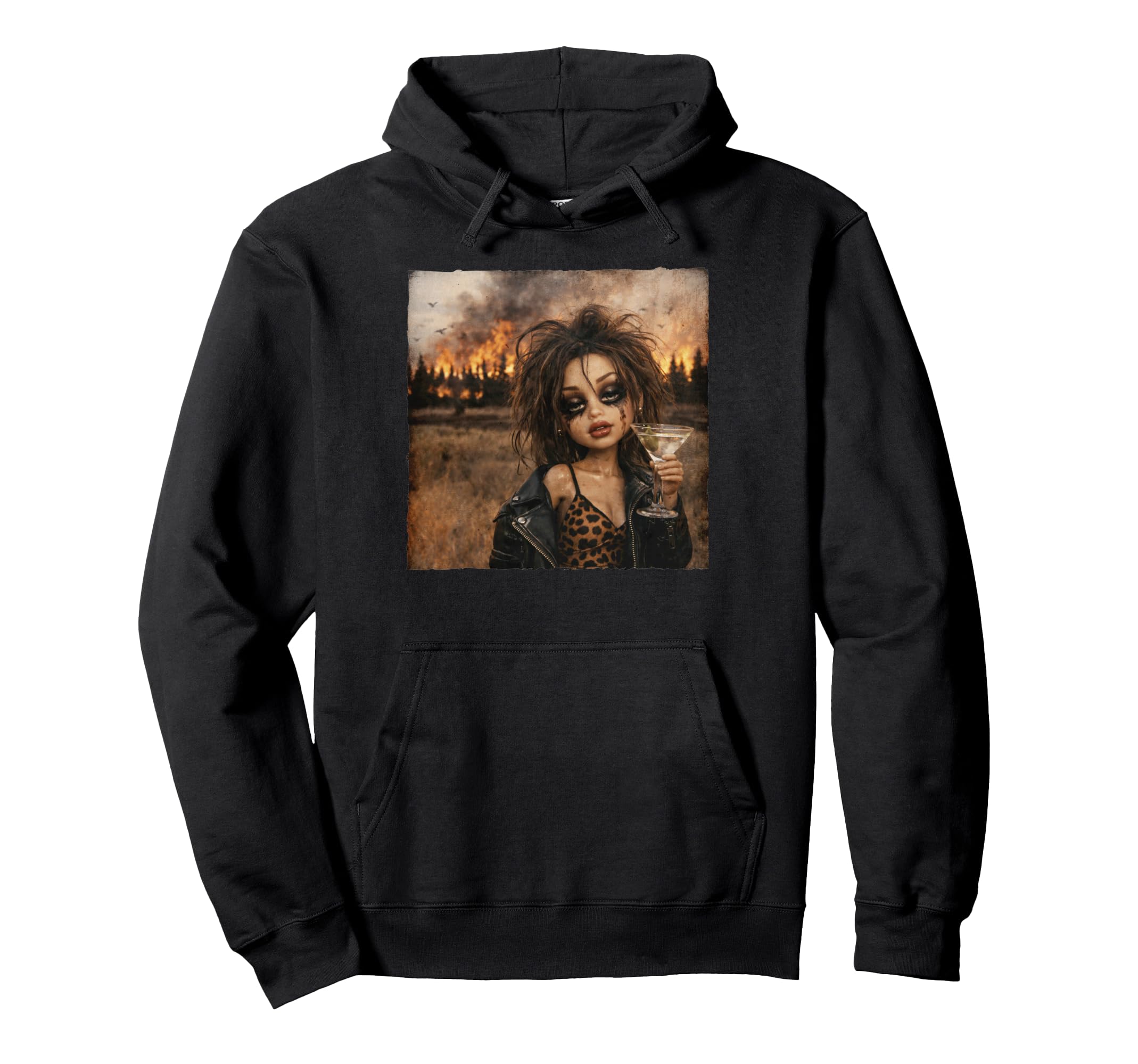Distressed Doll Meme Sarcasm Drinking Hoodie - Trendy Graphic for Adults - T-Shirt, Sweatshirt, Hoodie