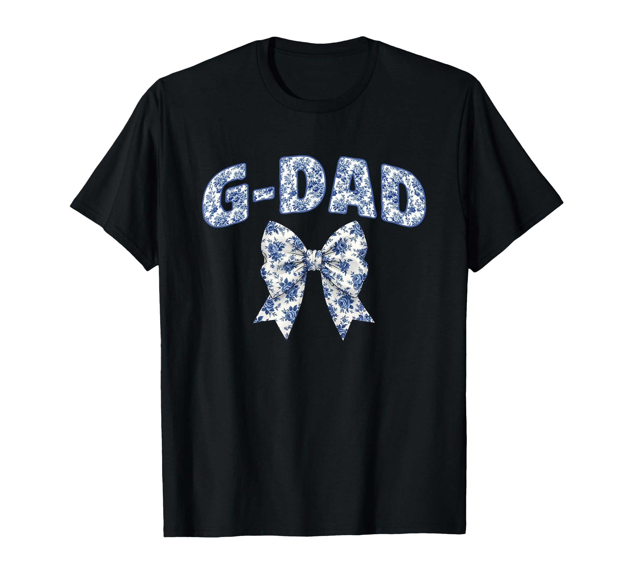 G Dad Coquette Toile Blue Bow Floral T-Shirt - Trendy Graphic for Adults - T-Shirt, Sweatshirt, Hoodie
