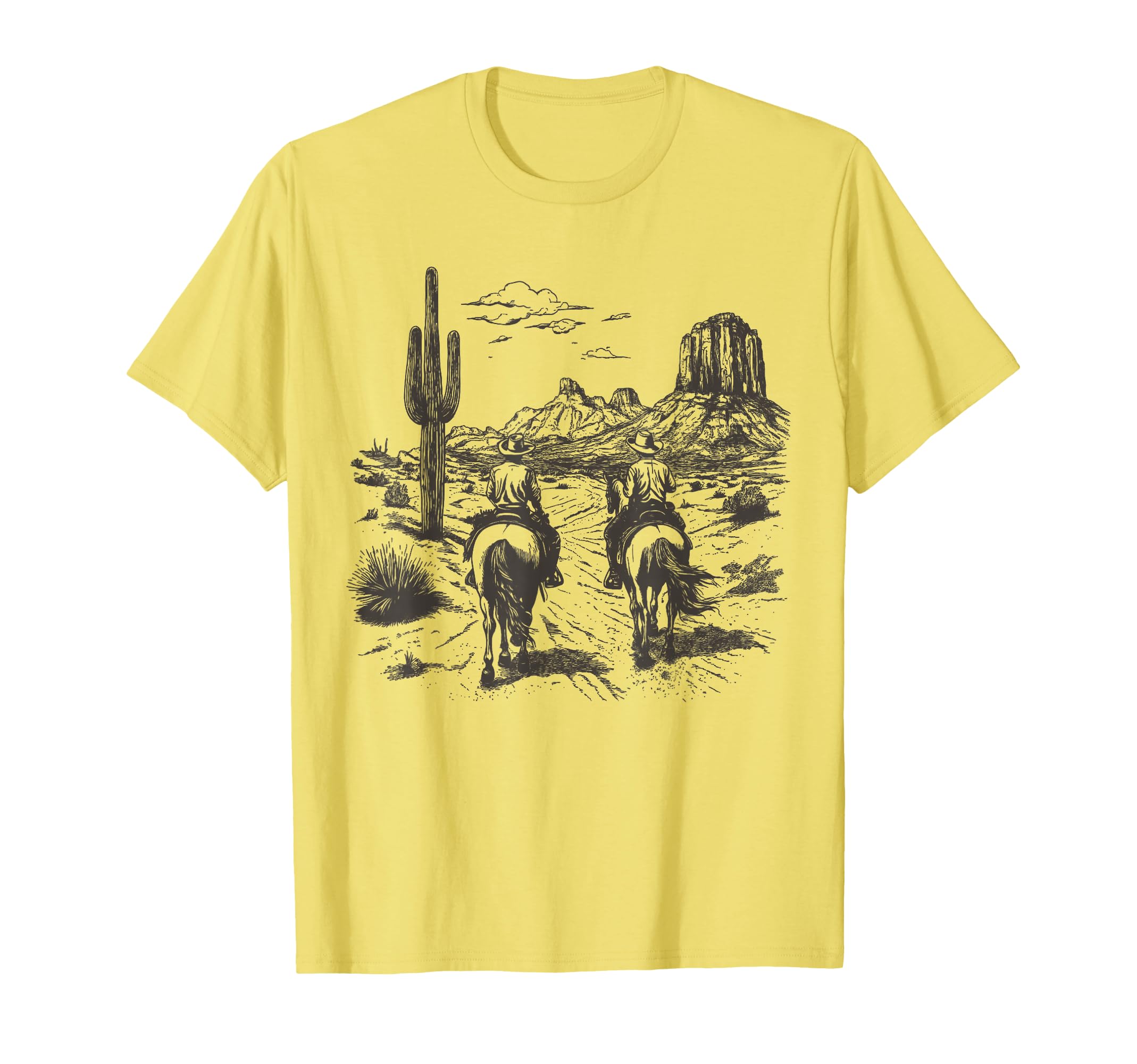 Cowboy Riding Horse Western Desert T-Shirt - Aesthetic Graphic Men Women - T-Shirt, Sweatshirt, Hoodie