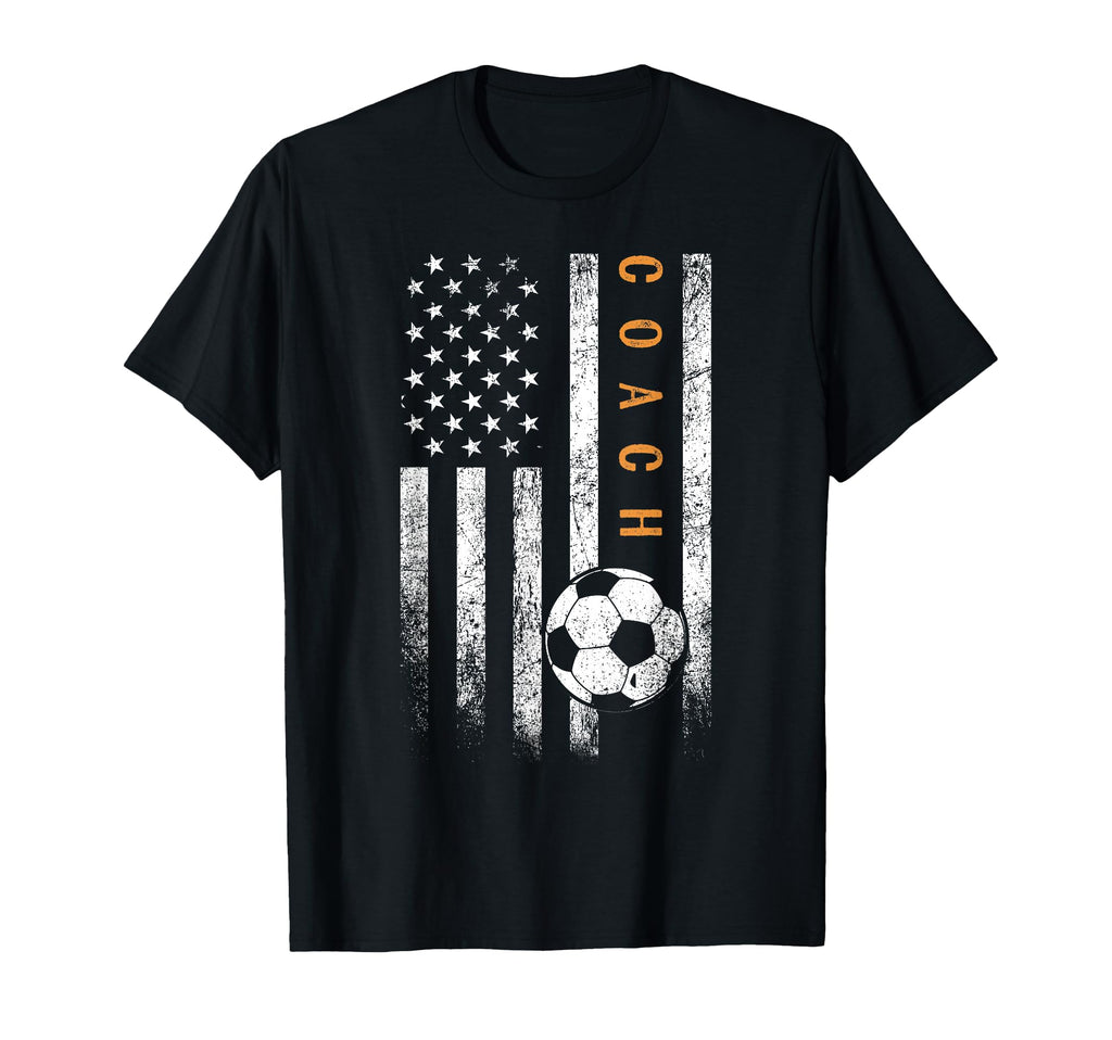 Soccer Coach American Flag Soccer Trainer T-Shirt - Unique Graphic Unisex - T-Shirt, Sweatshirt, Hoodie
