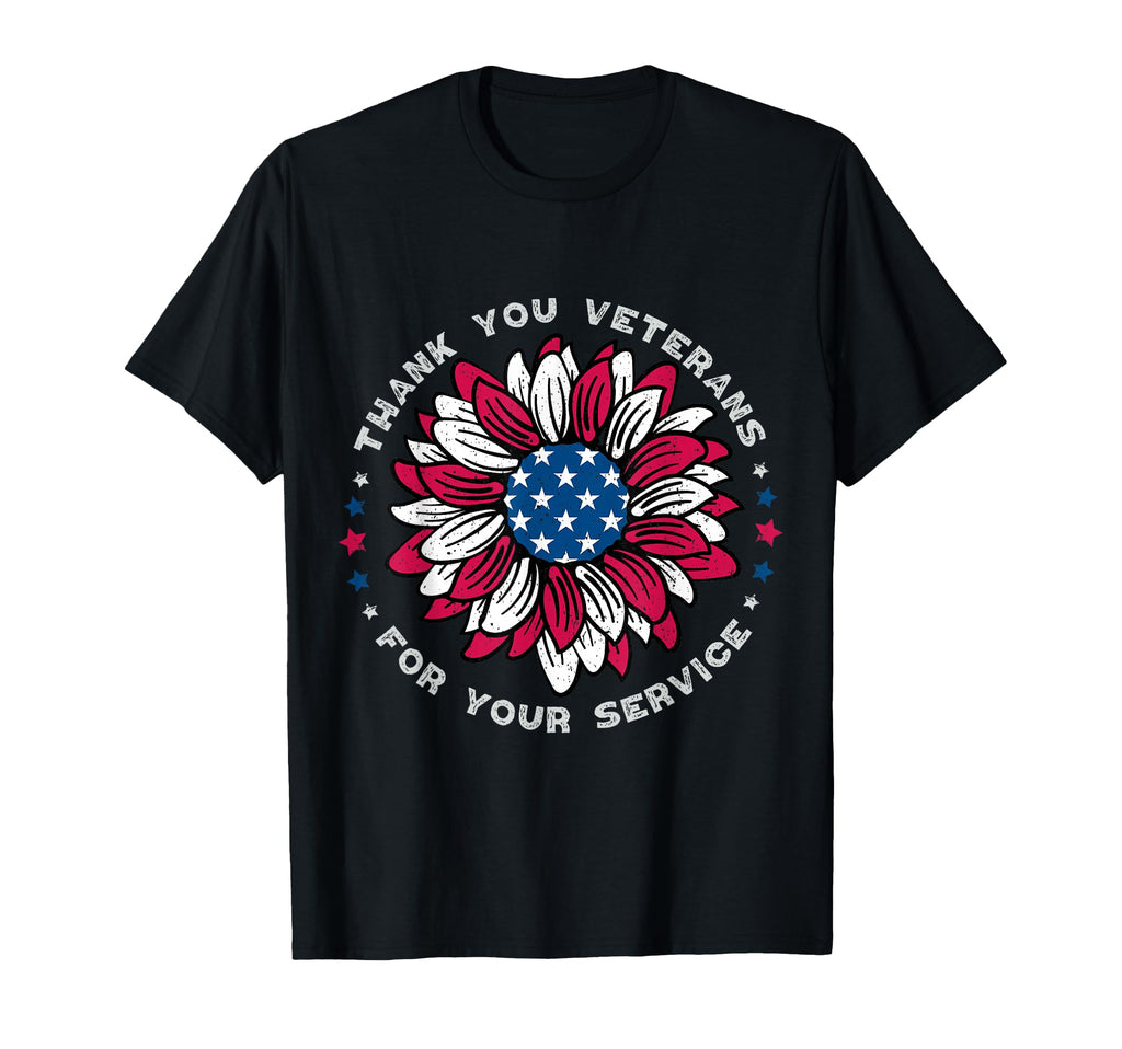 Thank You Veterans Sunflower Military T-Shirt - Novelty Apparel Men Women - T-Shirt, Sweatshirt, Hoodie