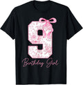 9th Birthday Girl Pink Coquette Bow 9 Year Old - Adult & Kids T-Shirts, Sweatshirts & Hoodies apparel design preview 1