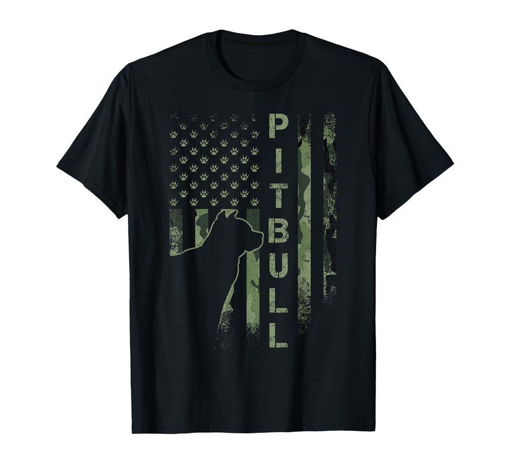 Usa American Camo Flag Pitbull Dog T-Shirt - Aesthetic Graphic for Adults - T-Shirt, Sweatshirt, Hoodie