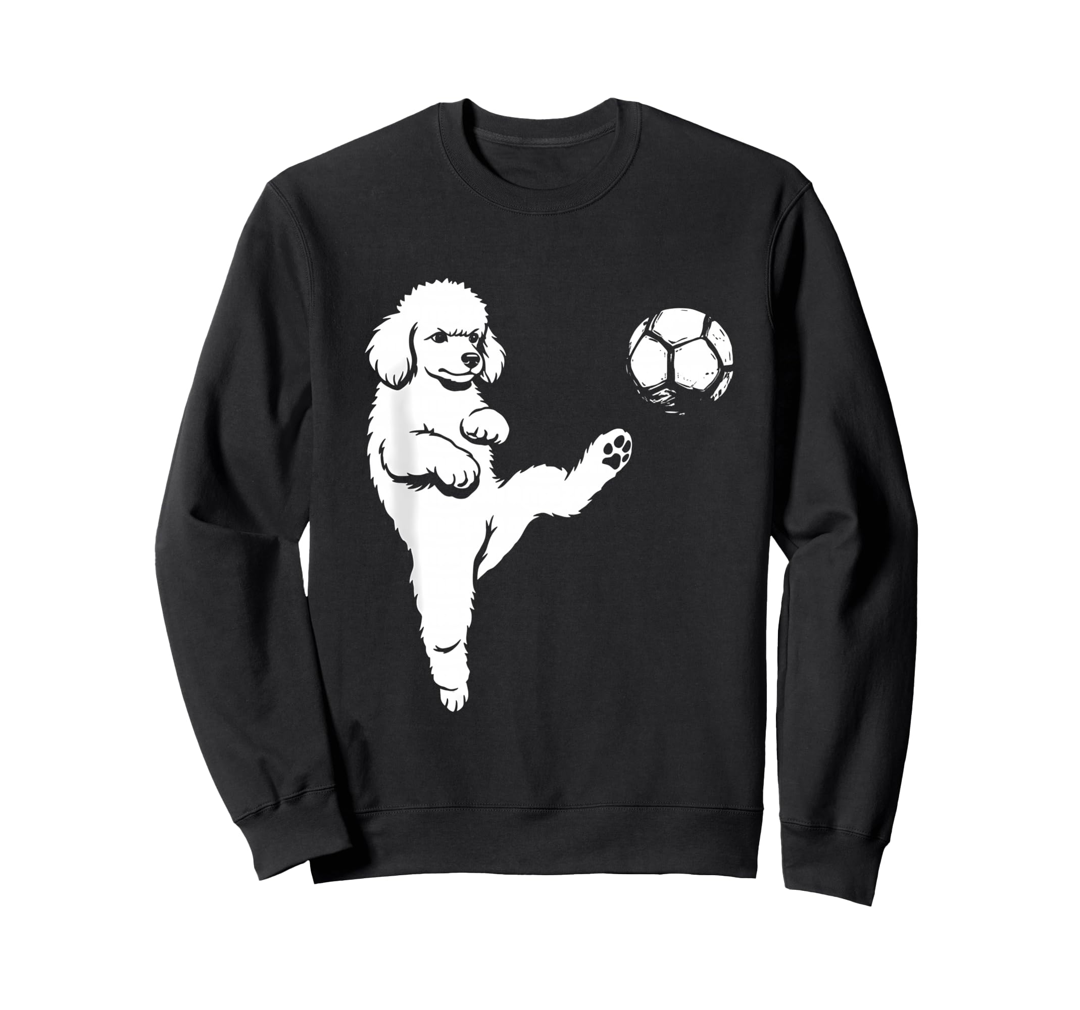 Soccer Poodle Kicking Ball Funny Sweatshirt - Minimalist Print for Adults - T-Shirt, Sweatshirt, Hoodie