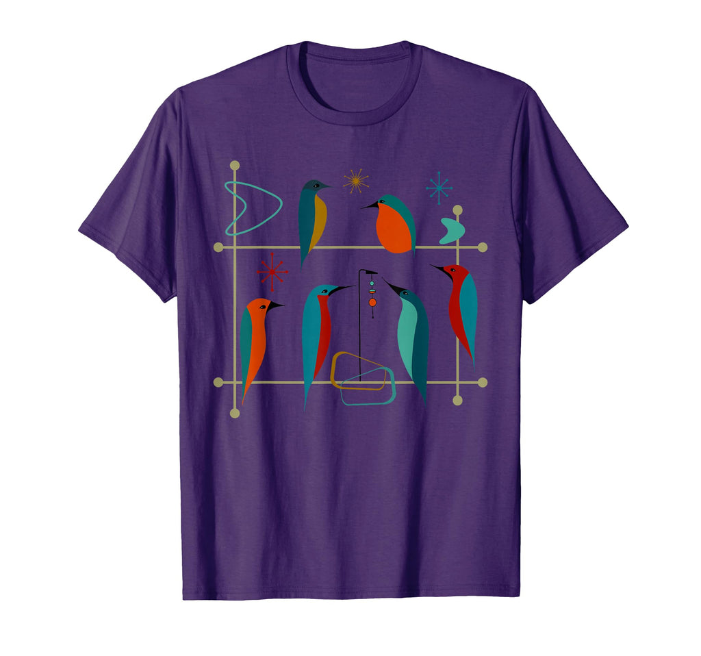 Mid Century Modern Birds 50S 60S T-Shirt - Graphic Print for Adults - T-Shirt, Sweatshirt, Hoodie