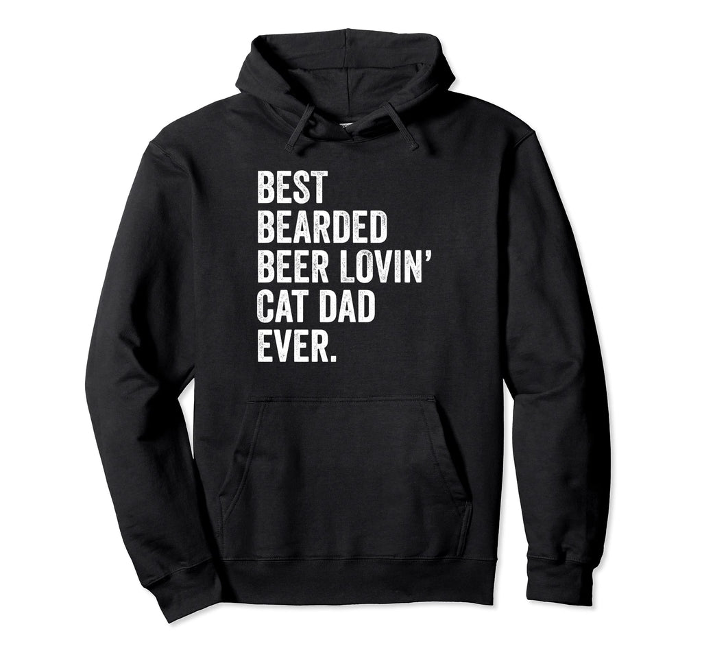 Funny Cat Dad Gift Bearded Beer Hoodie - Custom Art Print for Adults - T-Shirt, Sweatshirt, Hoodie