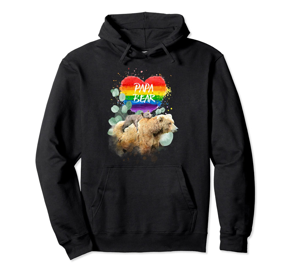 Lgbt Pride Papa Bear Rainbow Heart Hoodie - Minimalist Print for Adults - T-Shirt, Sweatshirt, Hoodie