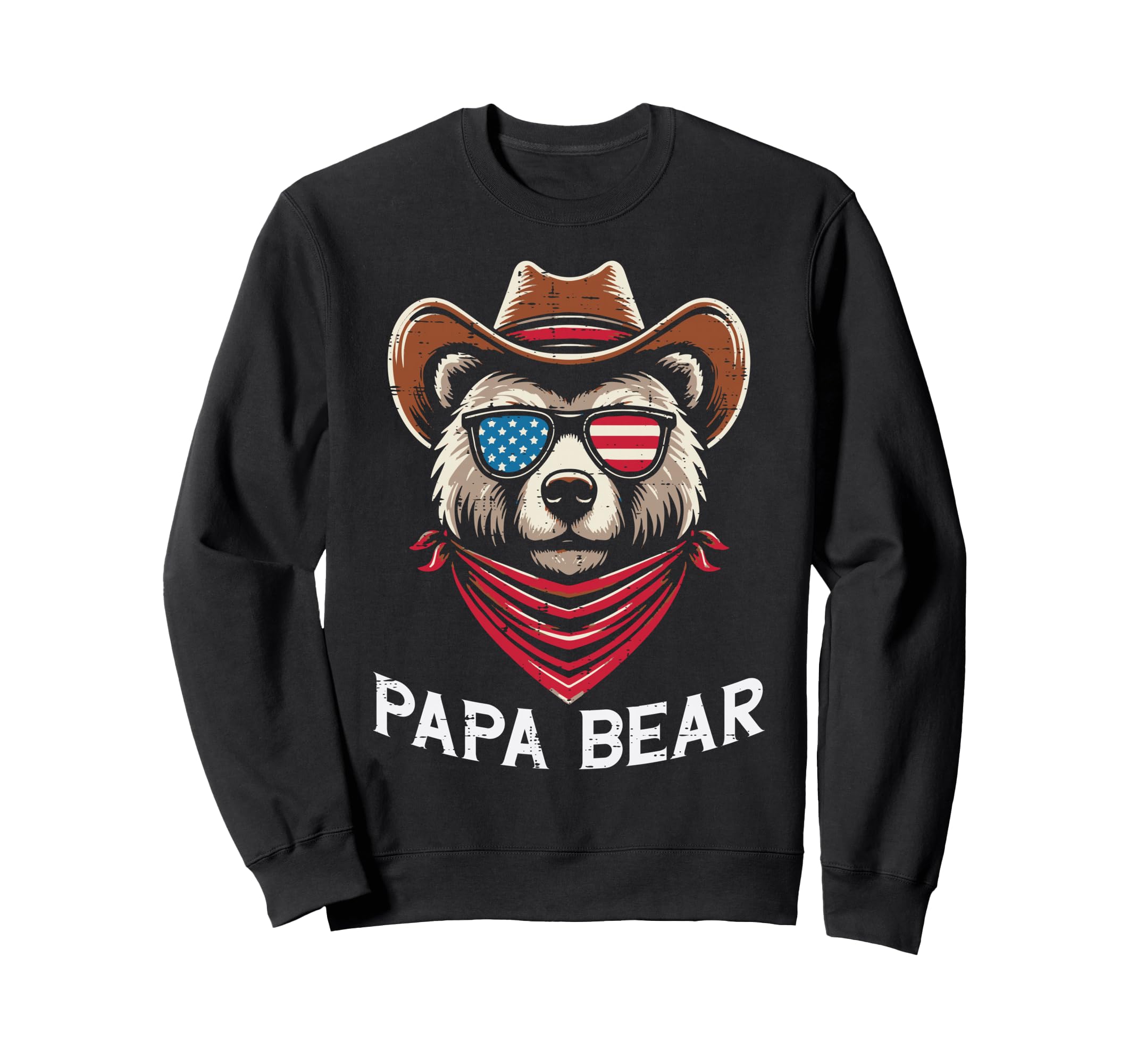 Fathers Day Papa Bear Us Flag Sweatshirt - Aesthetic Graphic for Adults - T-Shirt, Sweatshirt, Hoodie