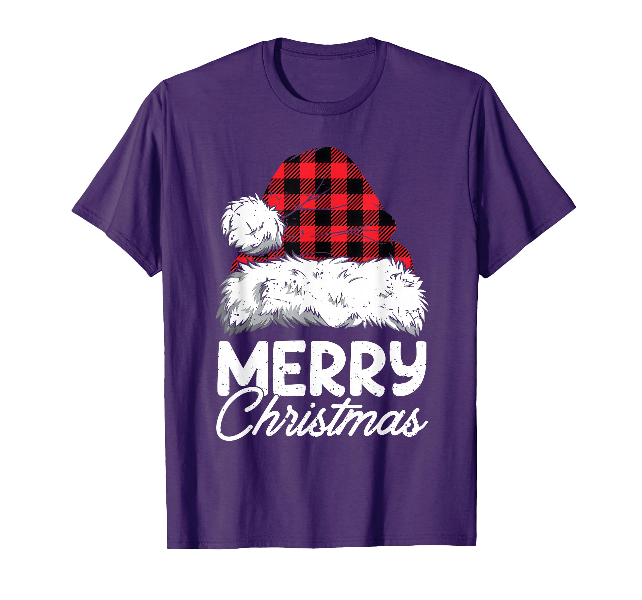 Merry Buffalo Plaid Red Santa Hat T-Shirt - Custom Art Print Men Women - T-Shirt, Sweatshirt, Hoodie