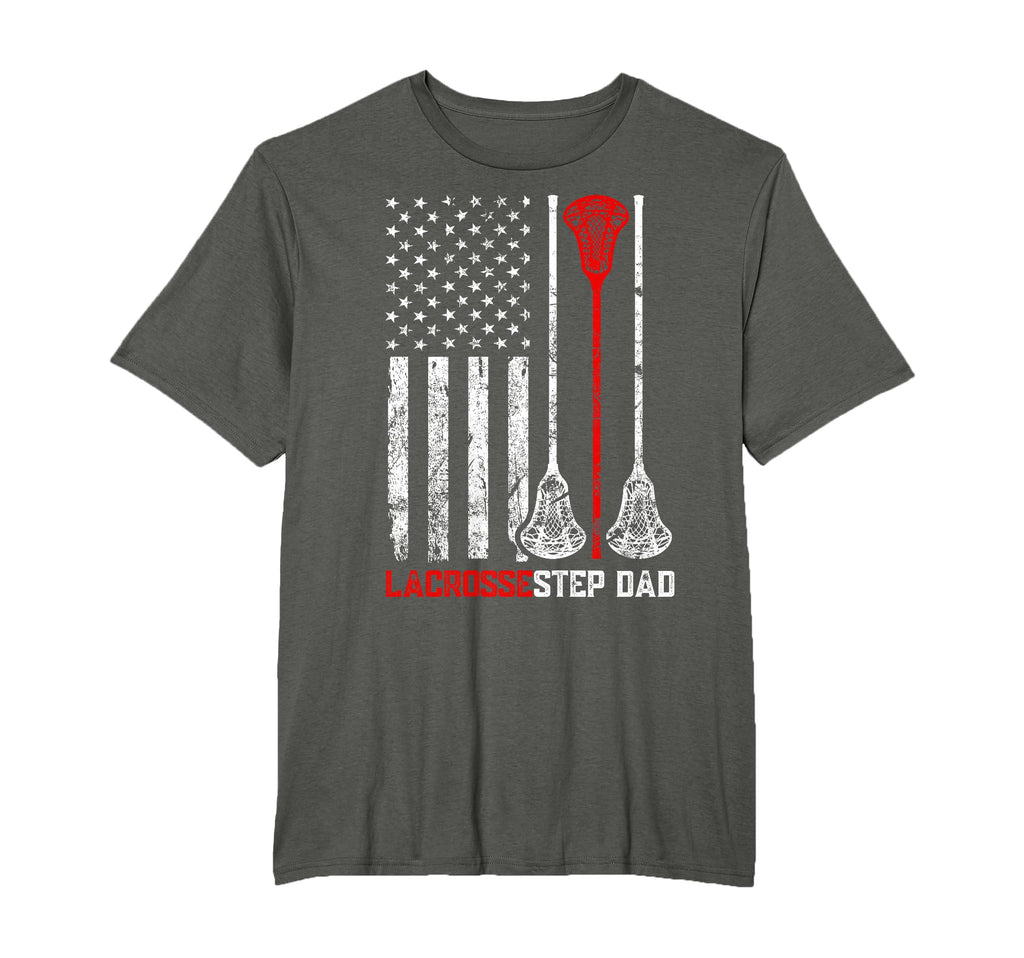 Lacrosse Step Dad Usa Flag T-Shirt - Aesthetic Graphic for Adults - T-Shirt, Sweatshirt, Hoodie