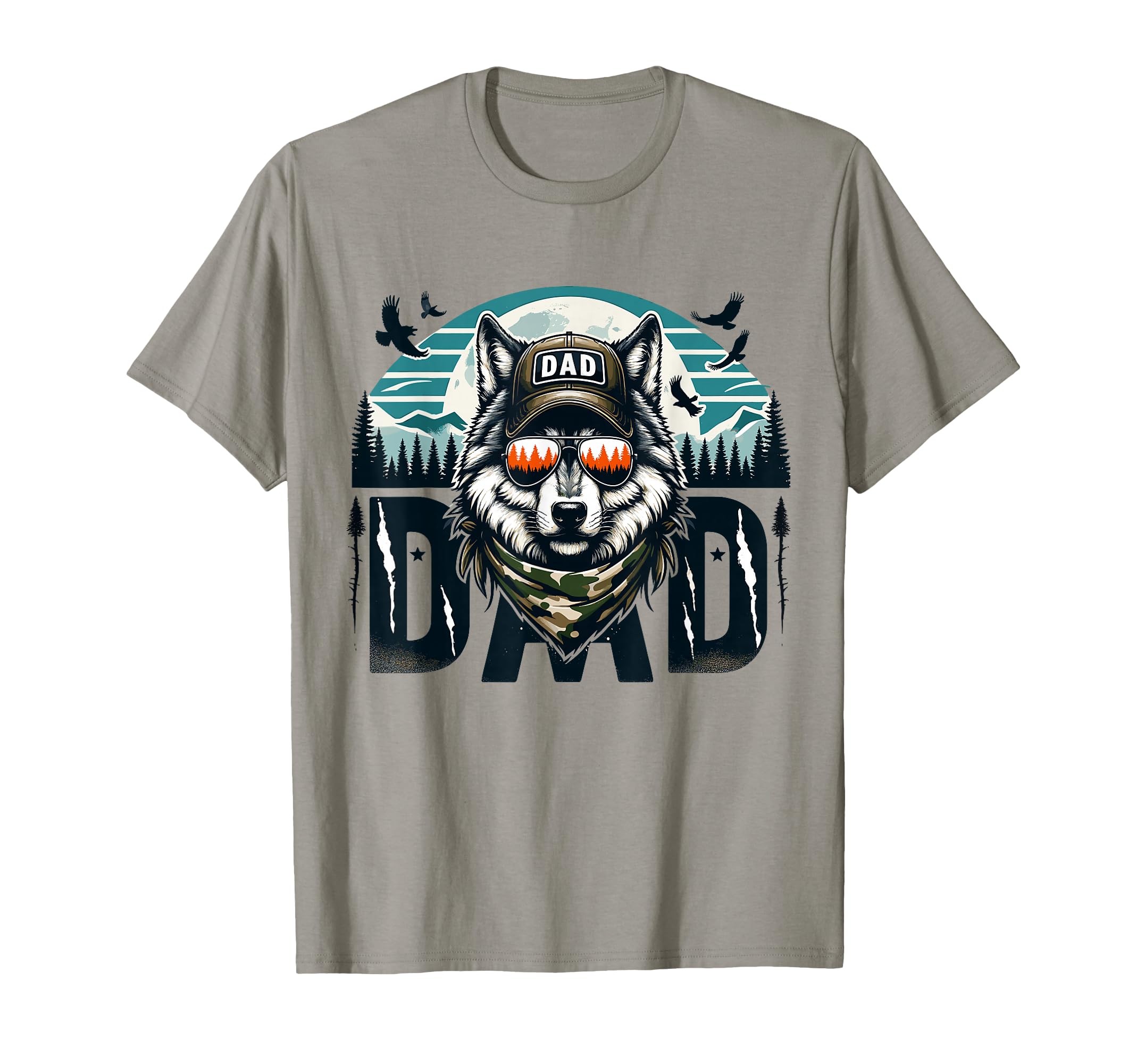 Funny Wolf Dad Wolf Lovers Camping T-Shirt - Custom Art Print for Adults - T-Shirt, Sweatshirt, Hoodie