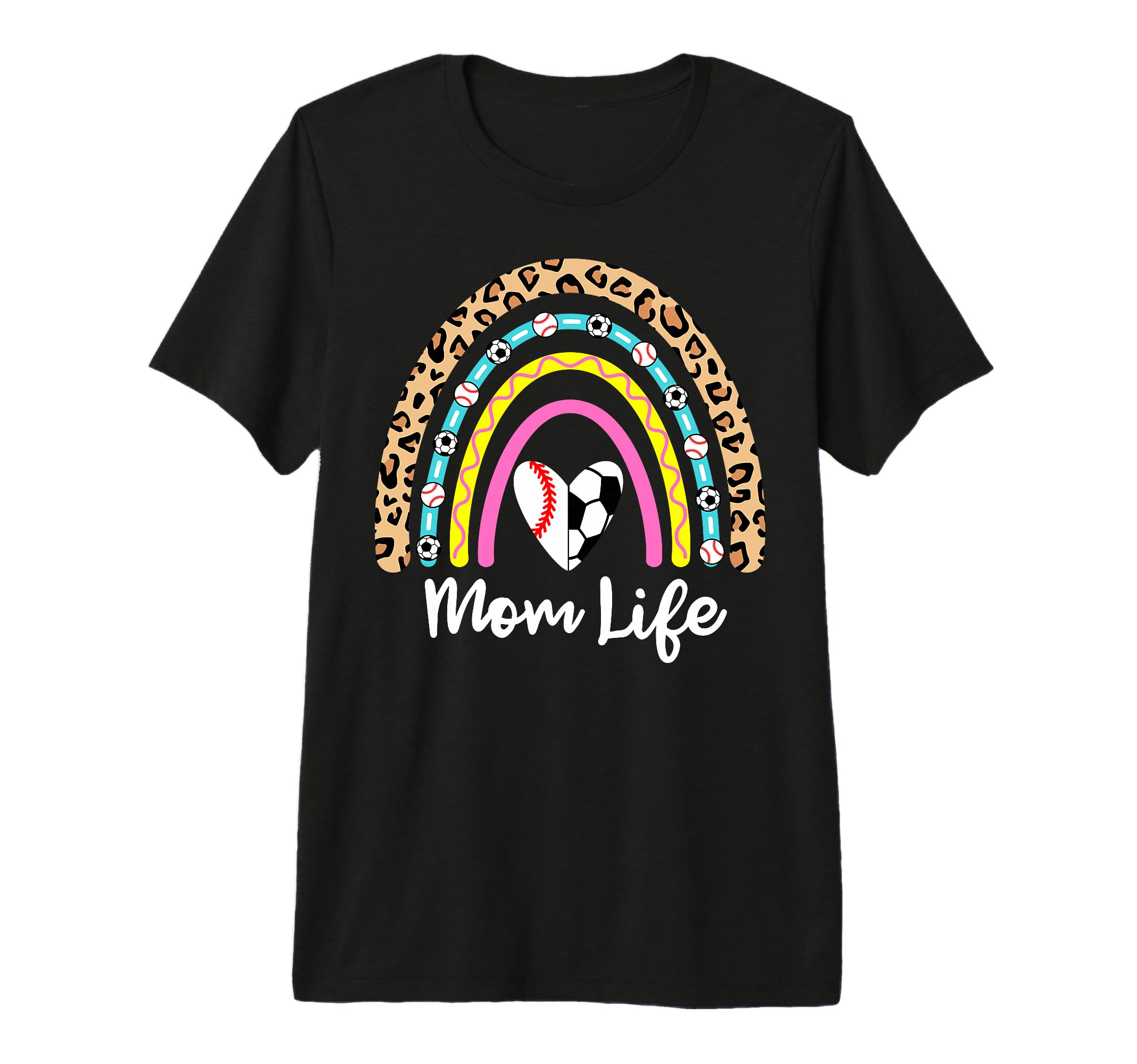Soccer Baseball Mom Boho Rainbow T-Shirt - Custom Art Print for Adults - T-Shirt, Sweatshirt, Hoodie