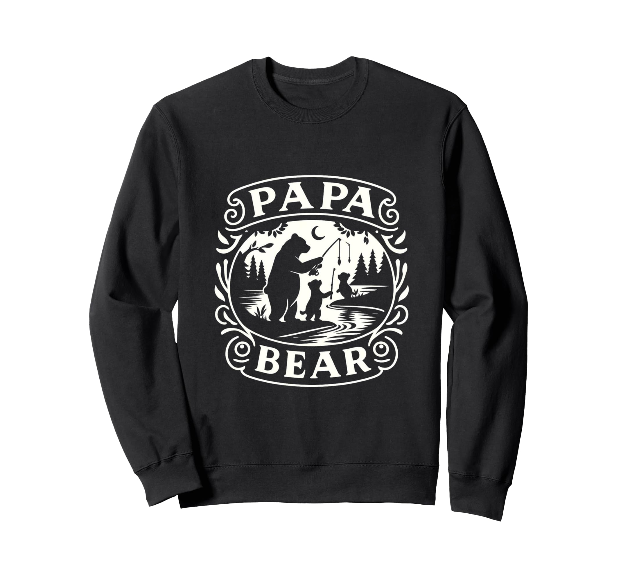 Papa Bear Fishing Adventure Dads And Sweatshirt - Graphic Print Men Women - T-Shirt, Sweatshirt, Hoodie