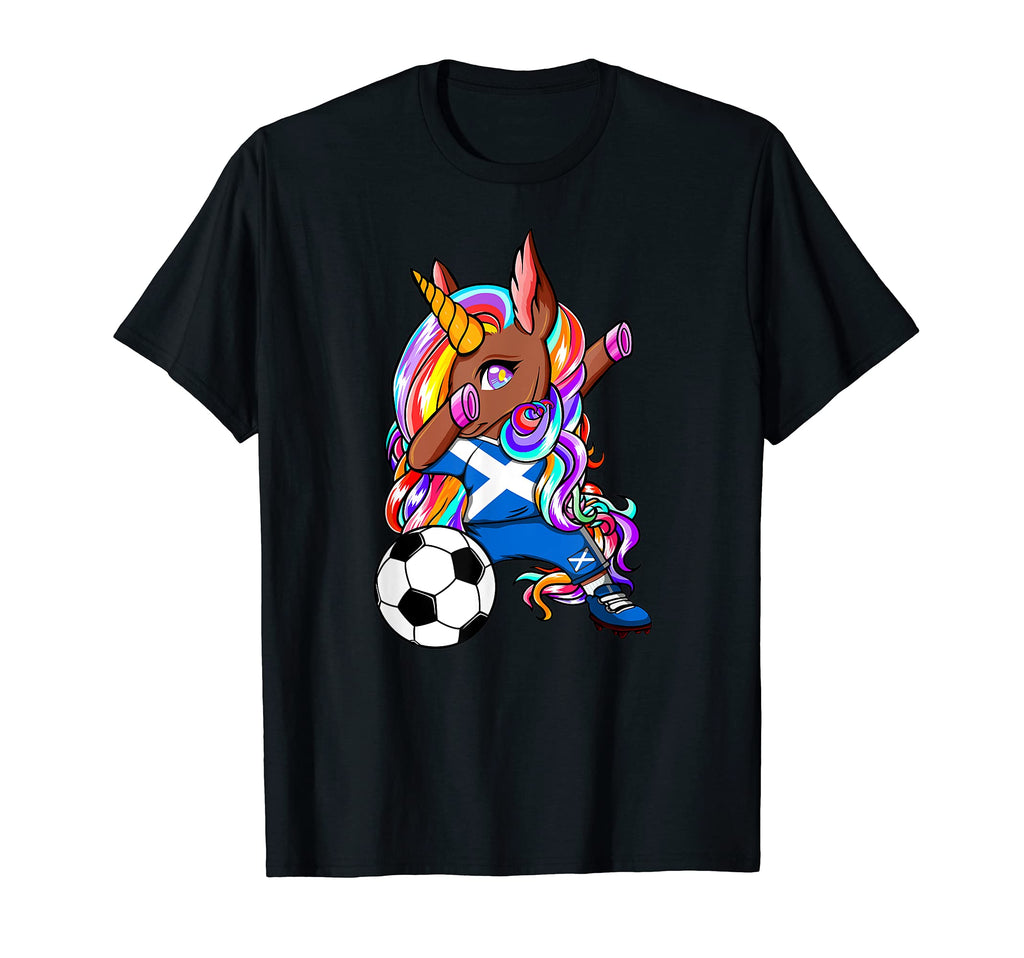 Dabbing Brown Skin Unicorn Scotland T-Shirt - Casual Everyday Wear Unisex - T-Shirt, Sweatshirt, Hoodie
