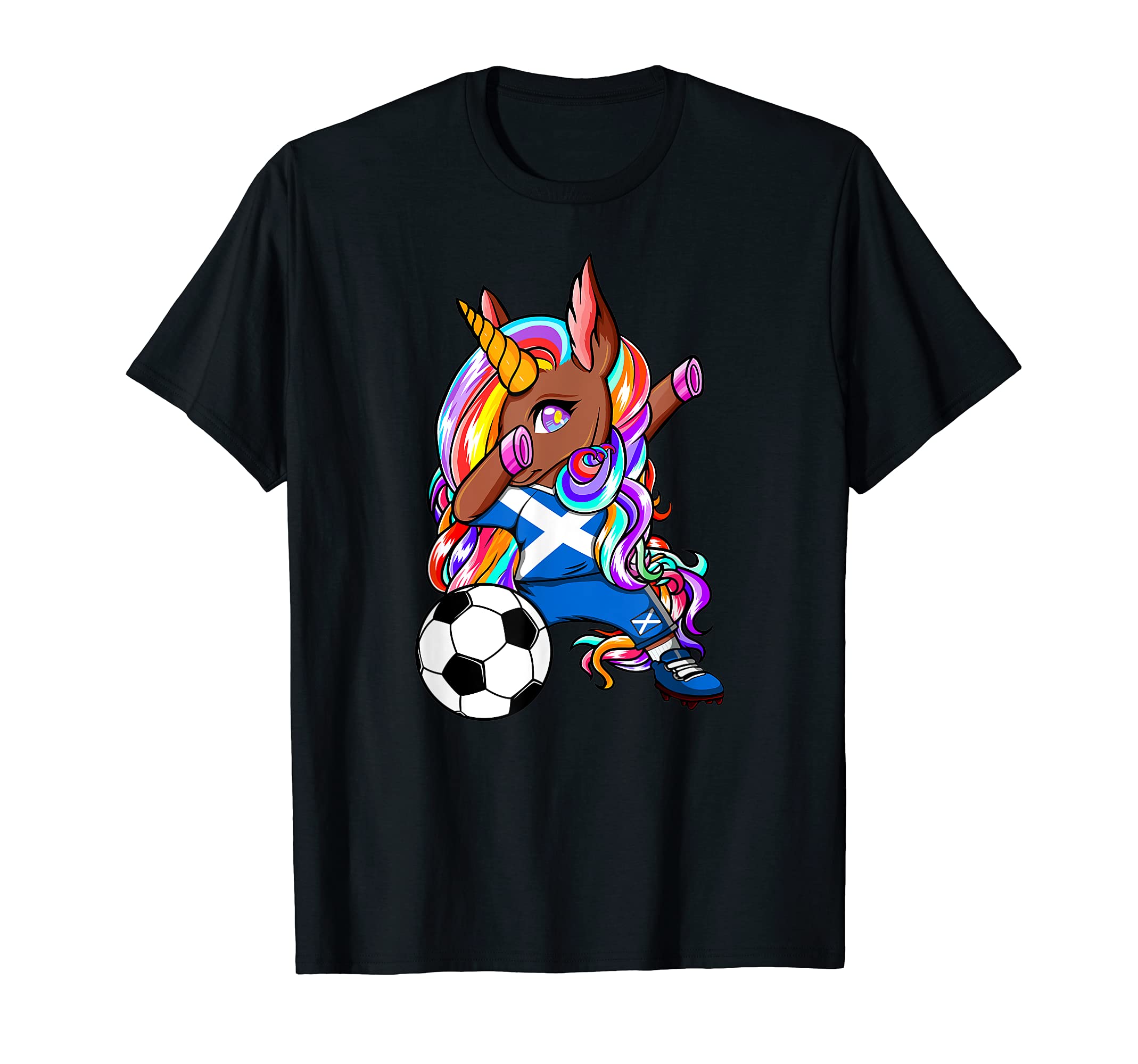 Dabbing Brown Skin Unicorn Scotland T-Shirt - Casual Everyday Wear Unisex - T-Shirt, Sweatshirt, Hoodie