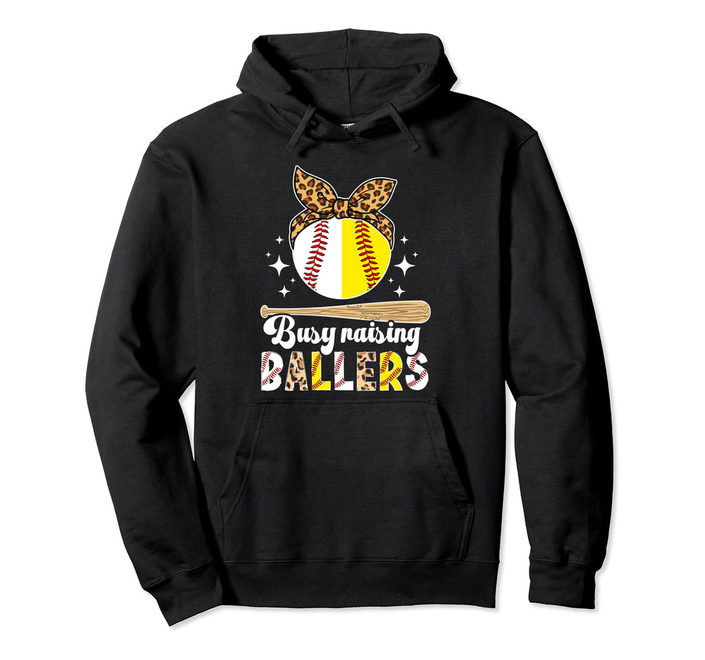 Busy Raising Ballers Baseball Softball Hoodie - Minimalist Print Men Women - T-Shirt, Sweatshirt, Hoodie