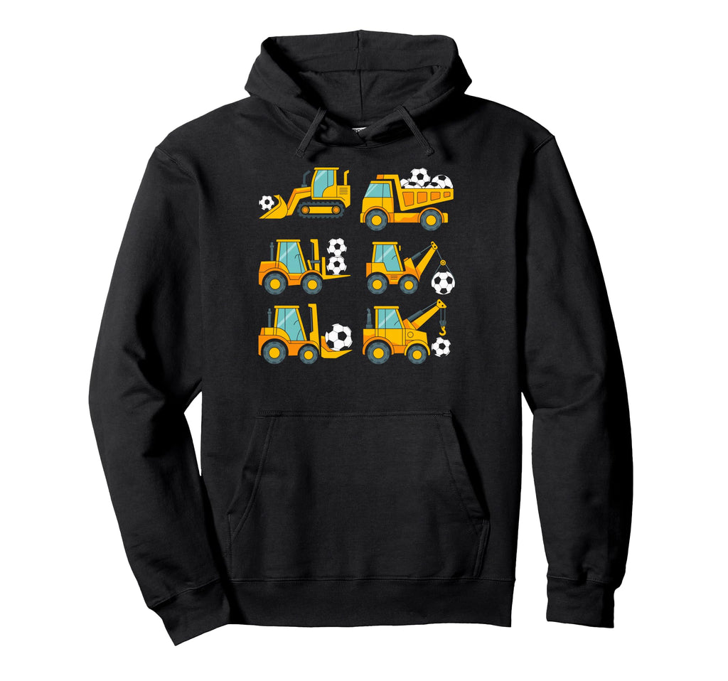 Construction Trucks Carrying Soccer Hoodie - Graphic Print for Adults - T-Shirt, Sweatshirt, Hoodie