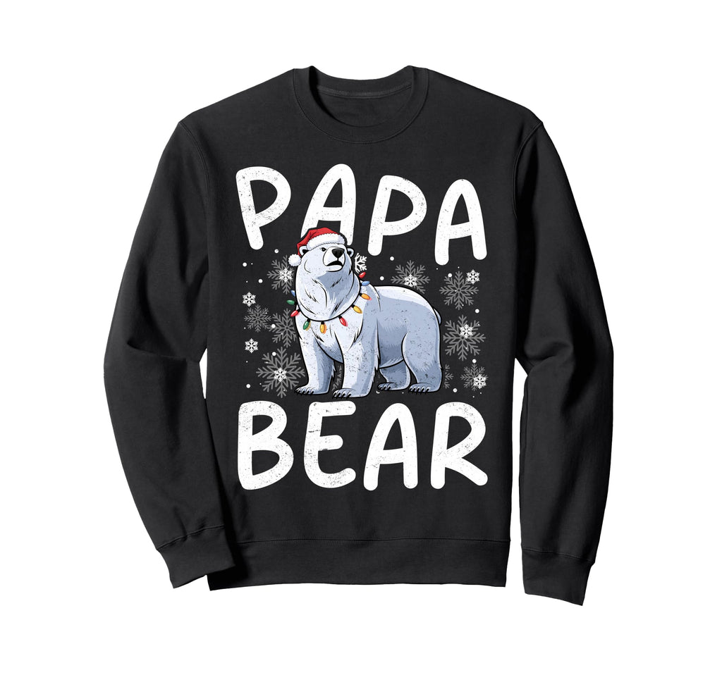 Funny Papa Bear Santa Hat Lights Sweatshirt - Aesthetic Graphic Unisex - T-Shirt, Sweatshirt, Hoodie