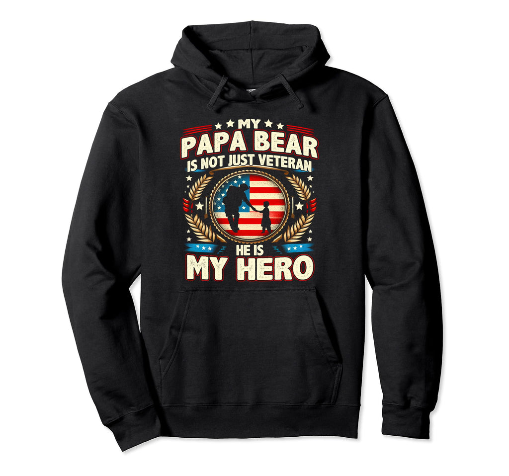Veteran Papa Bear Dad Usa Flag 4Th July Hoodie - Custom Art Print Men Women - T-Shirt, Sweatshirt, Hoodie