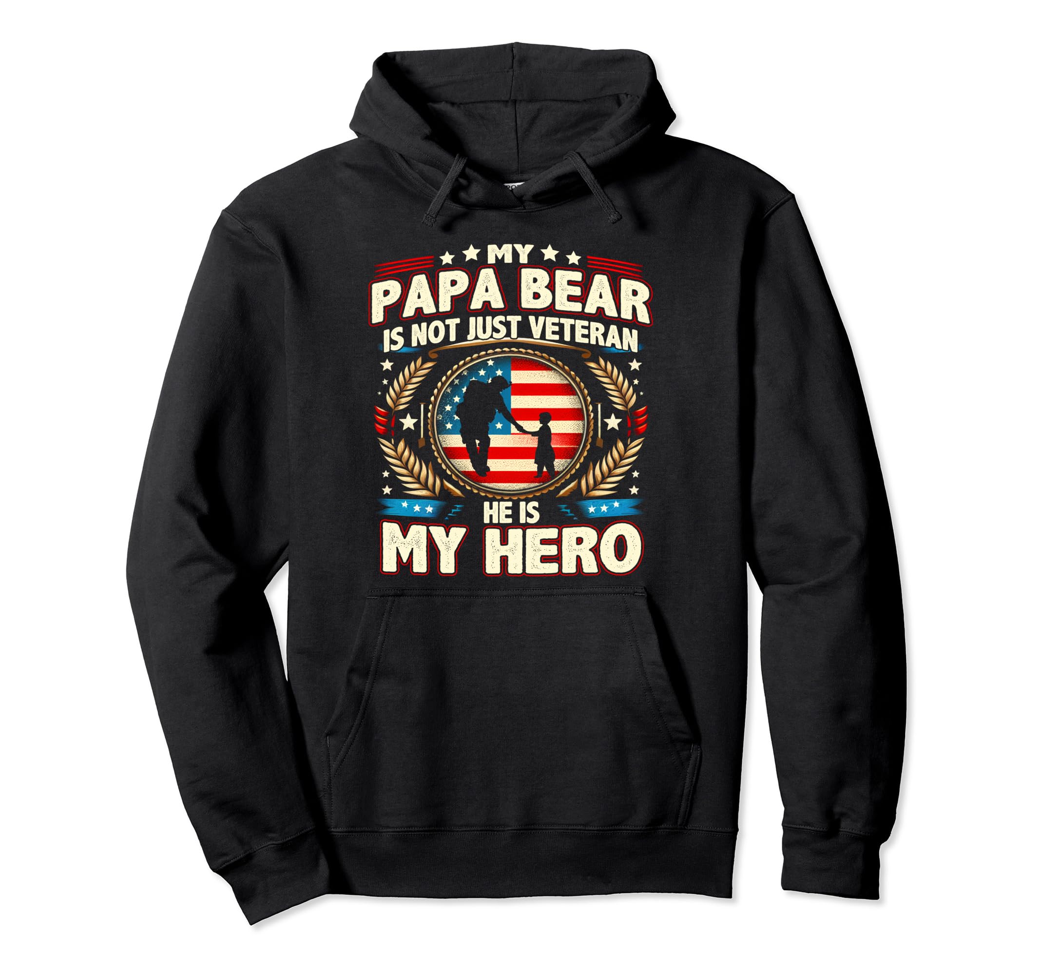 Veteran Papa Bear Dad Usa Flag 4Th July Hoodie - Custom Art Print Men Women - T-Shirt, Sweatshirt, Hoodie