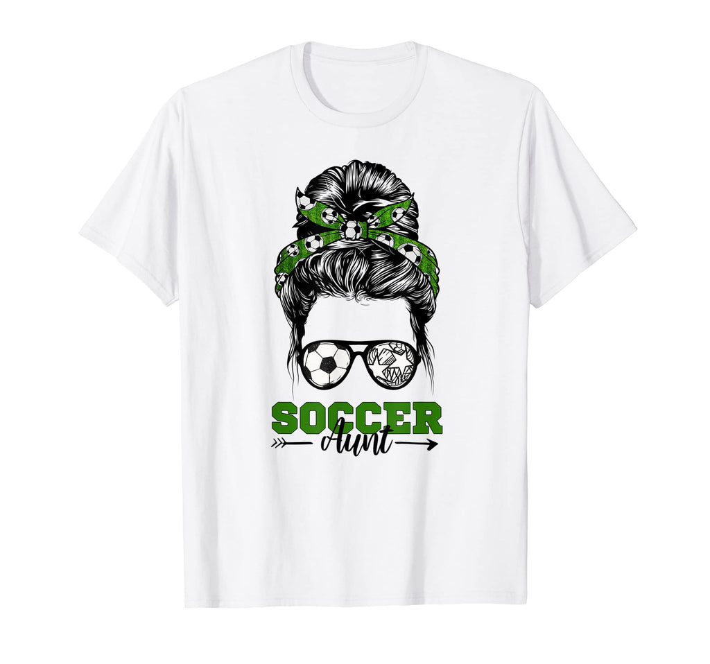 Soccer Aunt Messy Bun Soccer Auntie T-Shirt - Trendy Graphic Men Women - T-Shirt, Sweatshirt, Hoodie