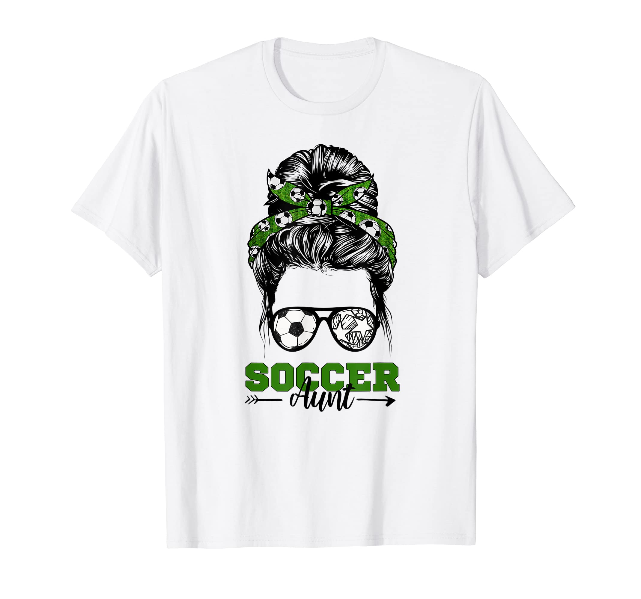 Soccer Aunt Messy Bun Soccer Auntie T-Shirt - Trendy Graphic Men Women - T-Shirt, Sweatshirt, Hoodie
