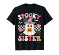 Groovy Spooky Sister Ghost Holding Pumpkin T-Shirt - Trendy Graphic Unisex - T-Shirt, Sweatshirt, Hoodie