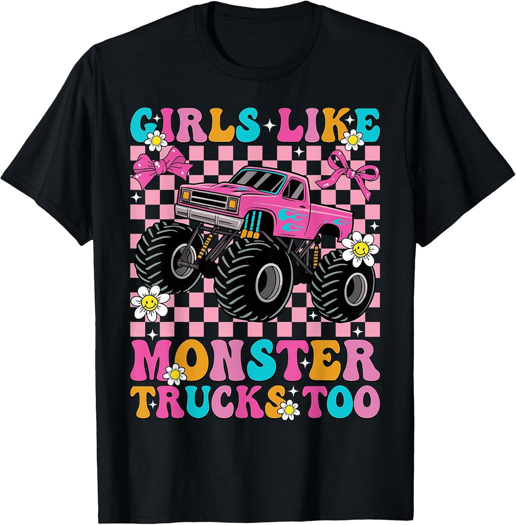 Girls Like Monster Trucks Too Groovy Truck - Adult & Kids T-Shirts, Sweatshirts & Hoodies apparel design preview 1