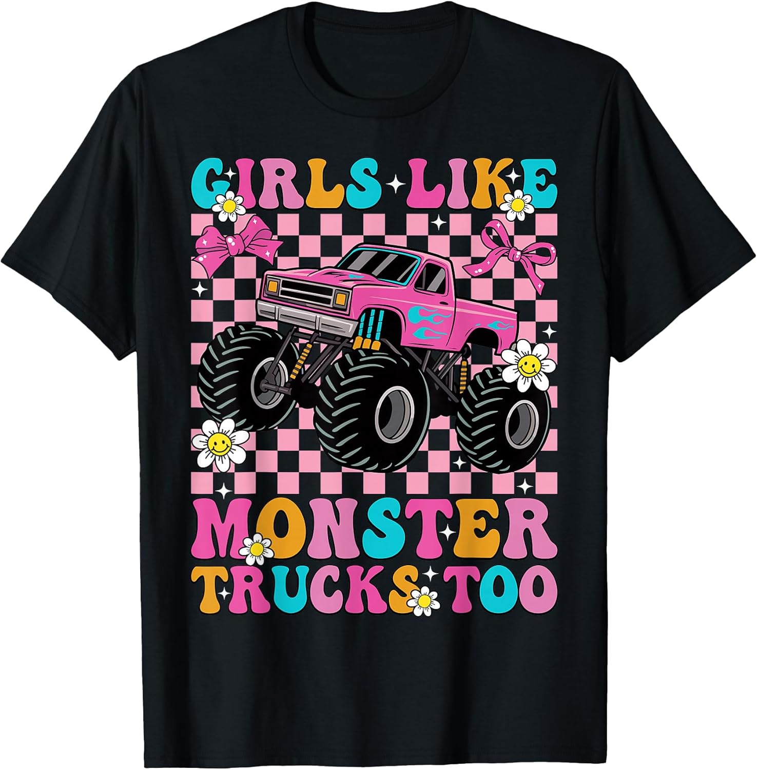 Girls Like Monster Trucks Too Groovy Truck - Adult & Kids T-Shirts, Sweatshirts & Hoodies apparel design preview 1