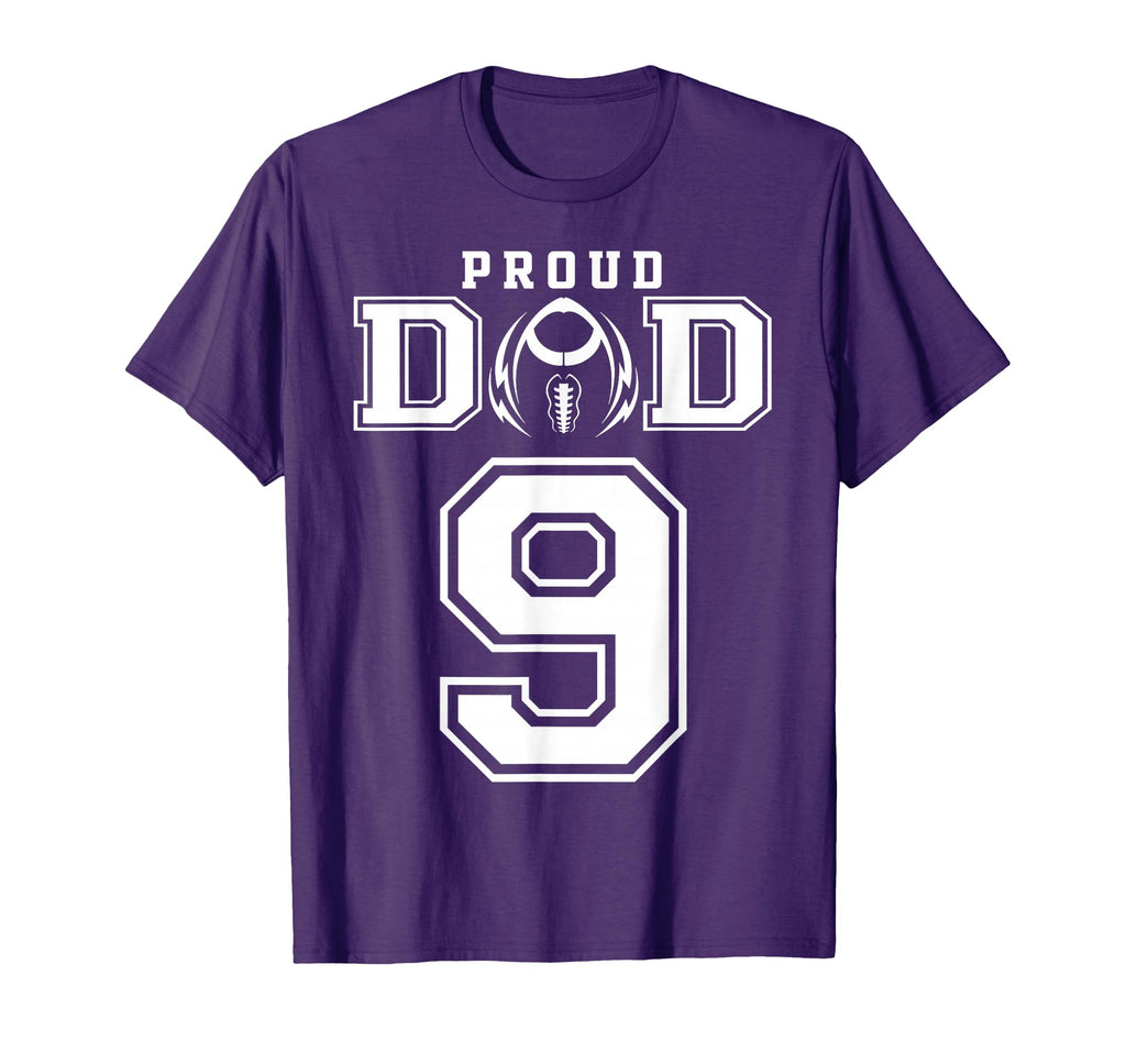 Custom Proud Football Dad Number 9 T-Shirt - Trendy Graphic for Adults - T-Shirt, Sweatshirt, Hoodie
