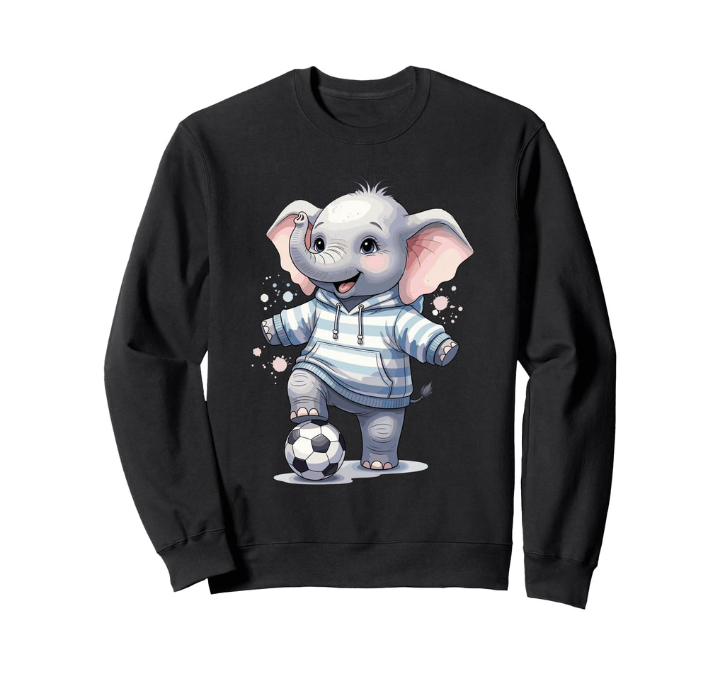 Elephant Soccer Player Striped Art Sweatshirt - Custom Art Print for Adults - T-Shirt, Sweatshirt, Hoodie